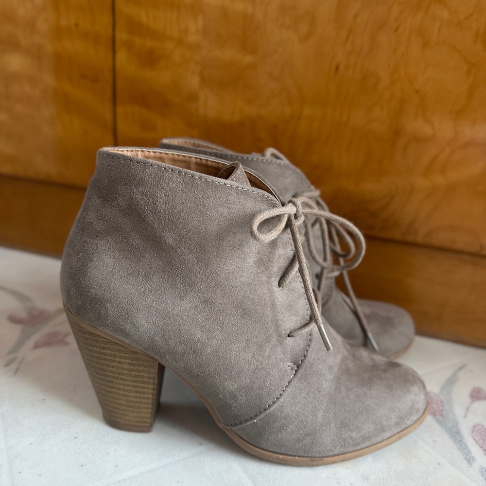 Grey Suede Heels Boots